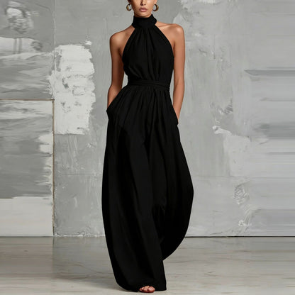 2026 Women's stylish waist - cinching lace - up pleated jumpsuit - UrbanNest Co