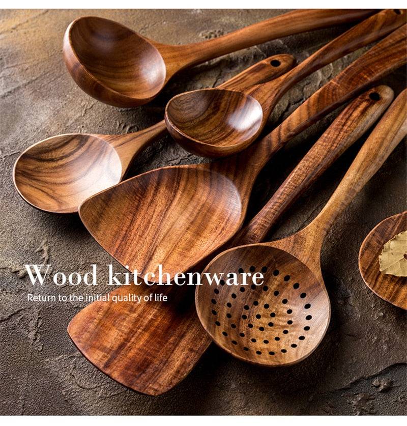 Teak Wooden Cooking Set - UrbanNest Co