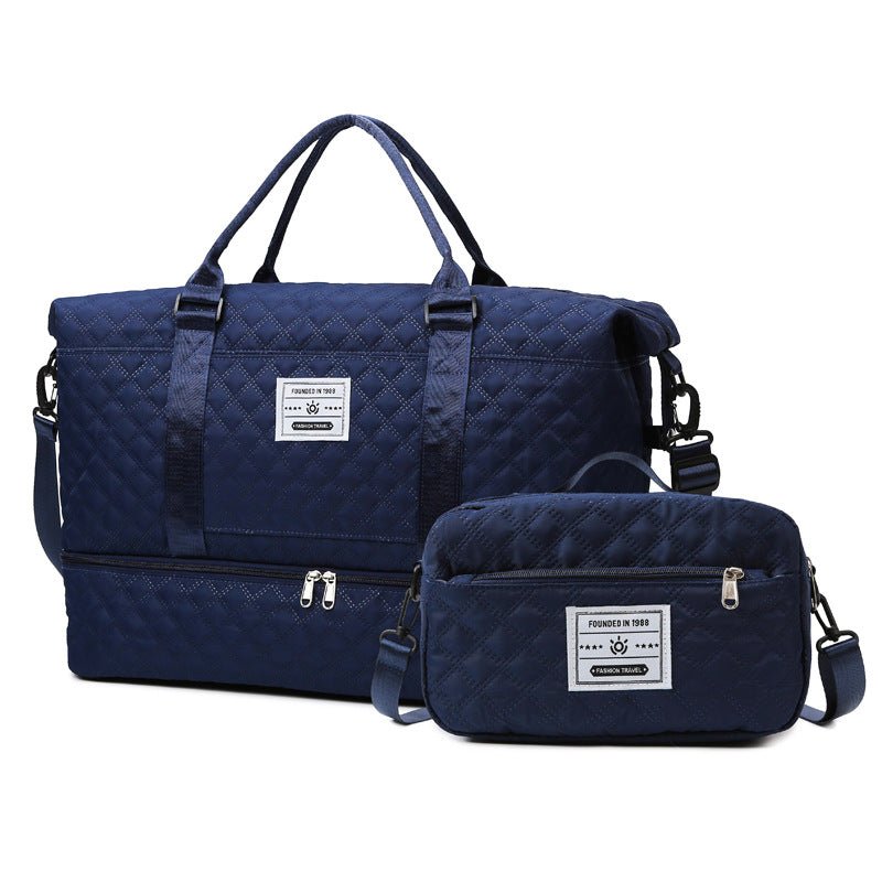 Checkered Dry - Wet Separation Sports Tote Bag Yoga Fitness Bag Large Capacity Shoe Compartment Travel Bag - UrbanNest Co