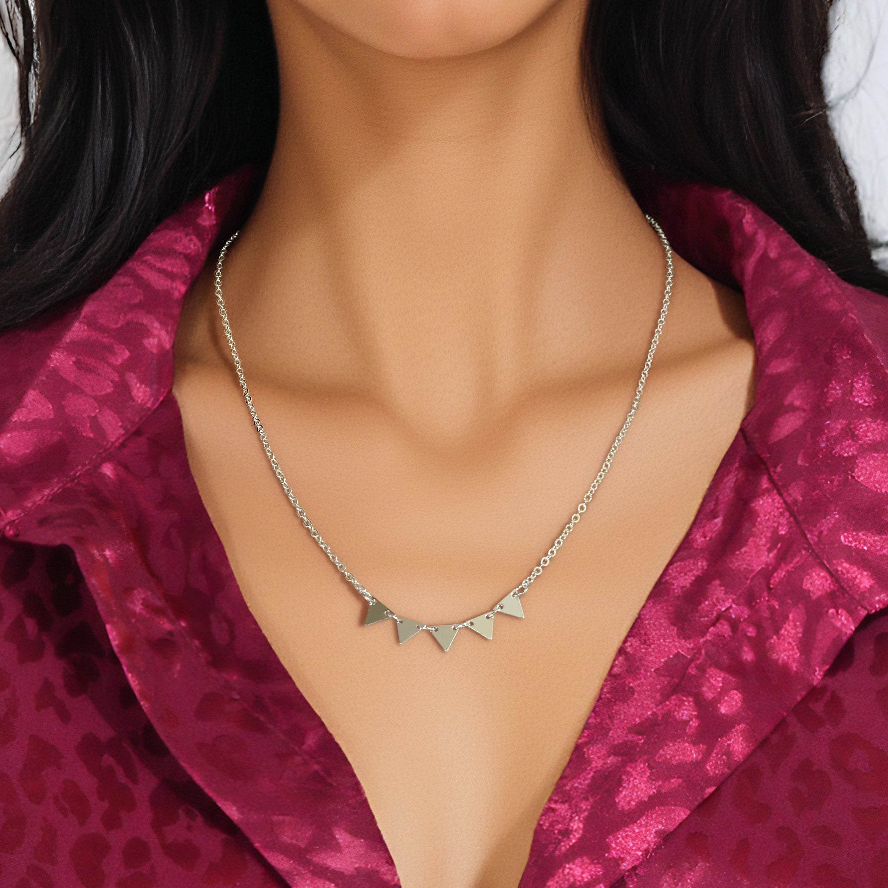 Basic Business Triangle Decor Silvery Chain Collar Necklace Party Daily Officework Jewelry - UrbanNest Co