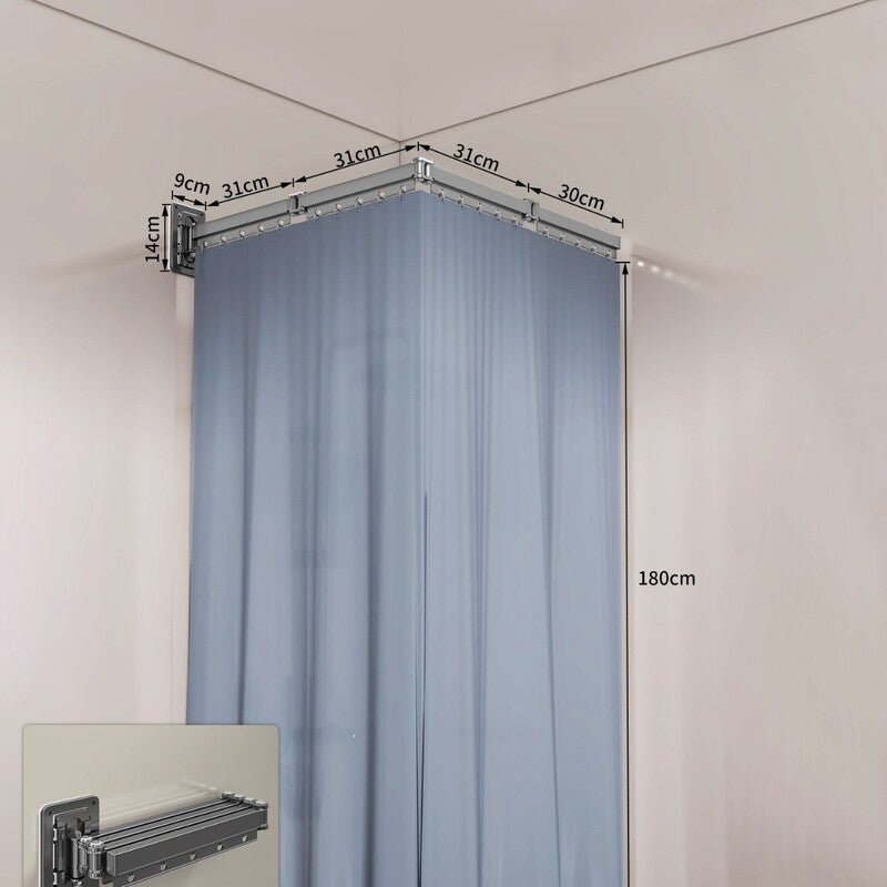 Foldable Shower Curtain Set, Invisible Waterproof Polyester Shower Divider, Retractable for Wet & Dry Zone Separation. - UrbanNest Co