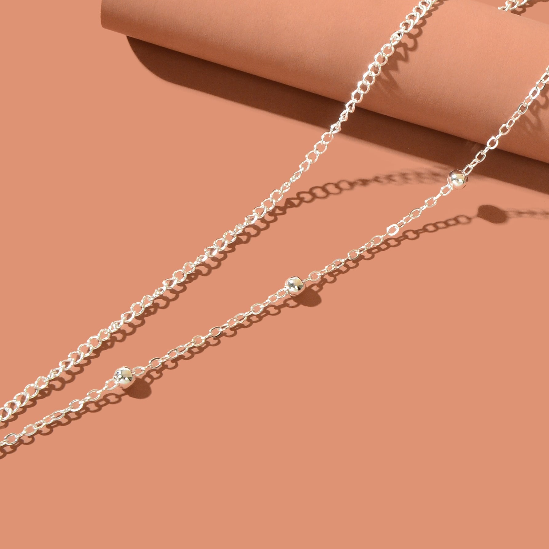 Beach Double layer Silver Bead Chain Anklet Bracelet Chic Dainty Foot Jewellery - UrbanNest Co