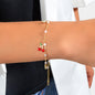 Pearl Beads Disc Charm Gold Chain Red Cherry Charm Bracelet Women Dainty Gift - UrbanNest Co