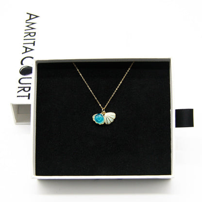 Green Shell Murano Aroma Necklace - Ocean Breeze | Energy & Healing | Diffuse on the go | Sterling Silver Gift - UrbanNest Co