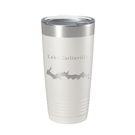 Lake Carlinville Map Tumbler Travel Mug Insulated Laser Engraved Coffee Cup Illinois 20 oz - UrbanNest Co