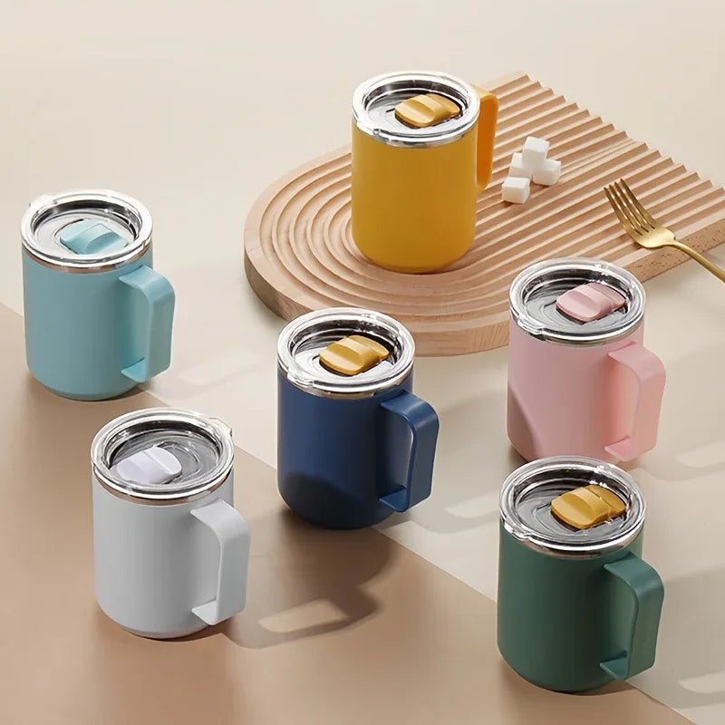 Stainless Steel Insulated Coffee Mug – 450 ml (Double - Wall Vacuum, Handle & Lid) - UrbanNest Co