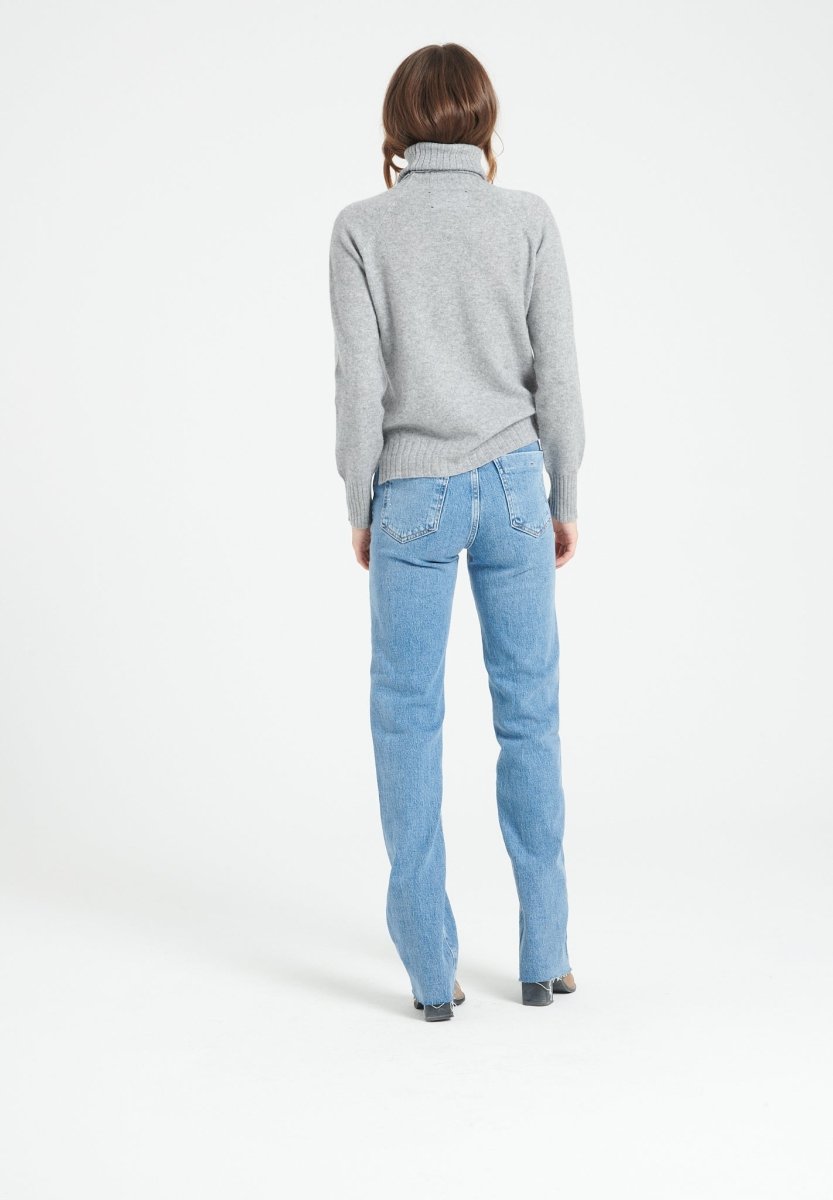 Pull col roulé femme en cachemire gris clair - LILLY 22 - UrbanNest Co