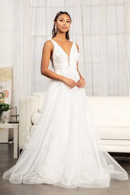 3 - D Flower Embroidered Mesh A - line Dress w/ Rhinestone and Jewel Embellished - UrbanNest Co