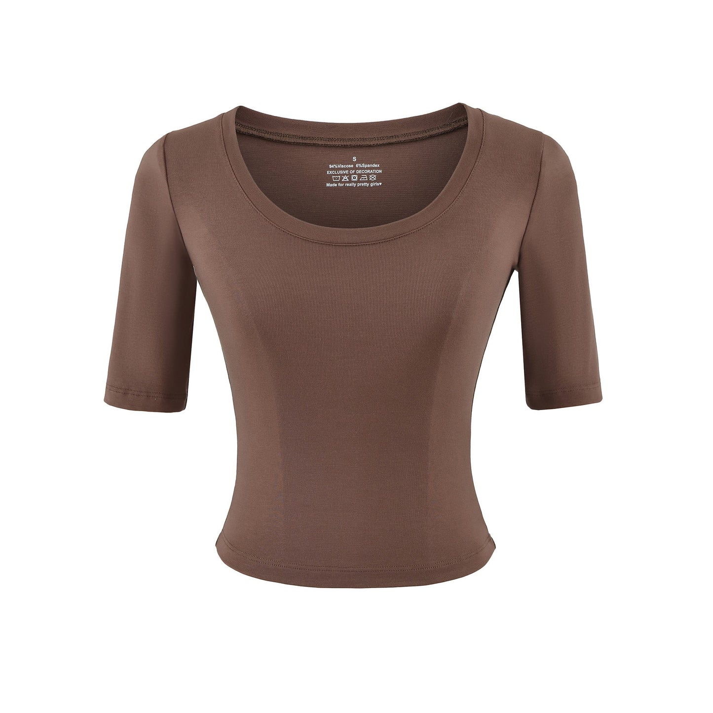 Round neck mid sleeve T-shirt for women - UrbanNest Co