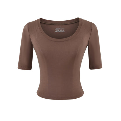 Round neck mid sleeve T-shirt for women - UrbanNest Co