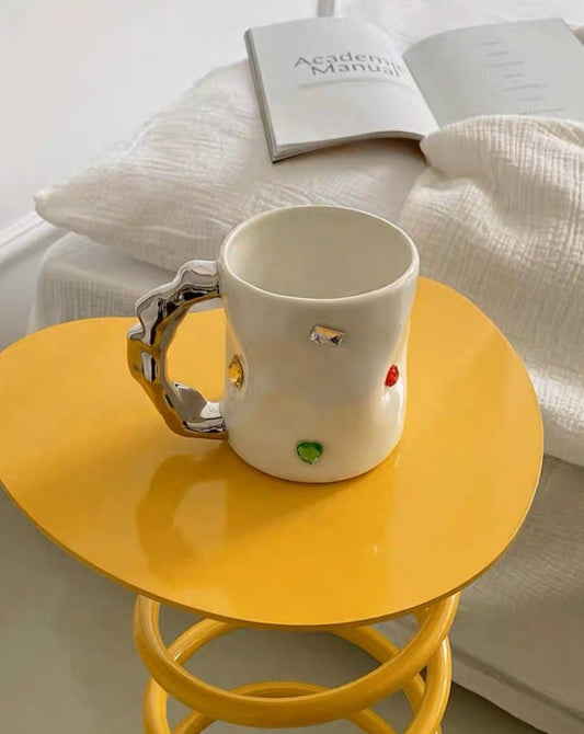 Handmade Ceramic Gemstone Couple Coffee Mugs with Wavy Handle - UrbanNest Co