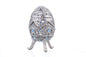 Silver Faberge Egg with Blue Crystals - UrbanNest Co