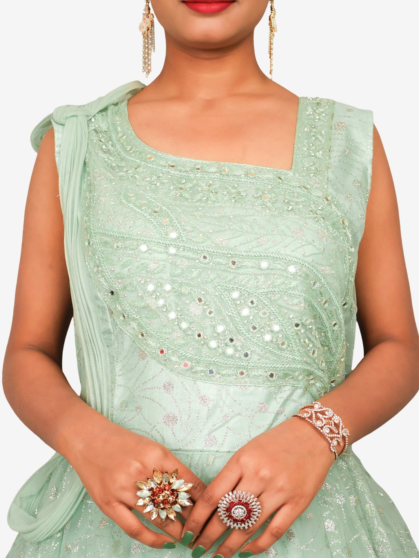 Gown with Mirror & Cut Dana Work by Shreekama - UrbanNest Co