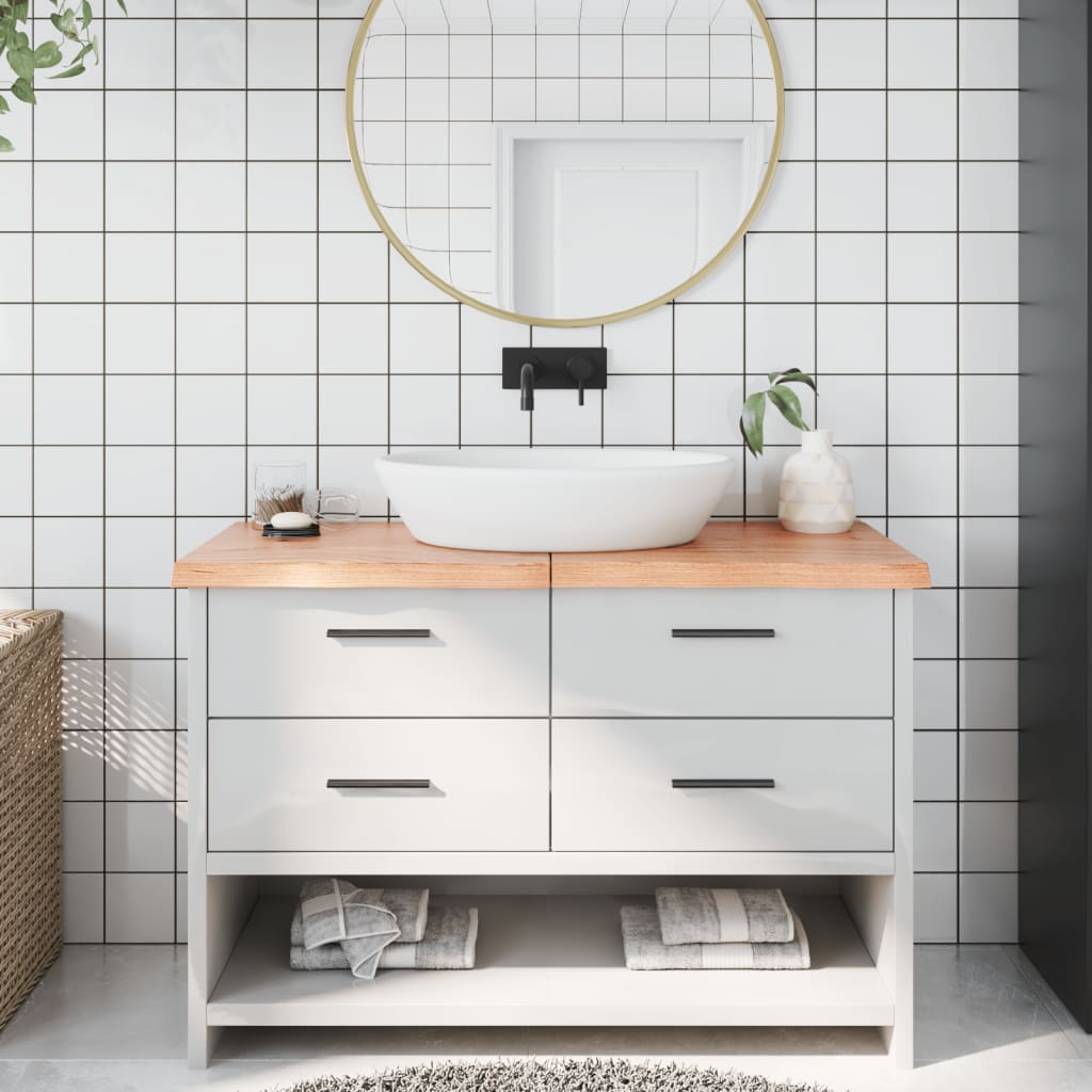 NNEVL Bathroom Countertop Light Brown 120x60x4 cm Treated Solid Wood - UrbanNest Co