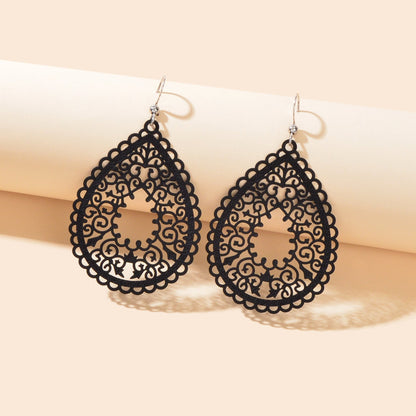 Fashion Hollow Black Green Geometric Water Drop Earrings Party Daily Holiday Jewelry - UrbanNest Co