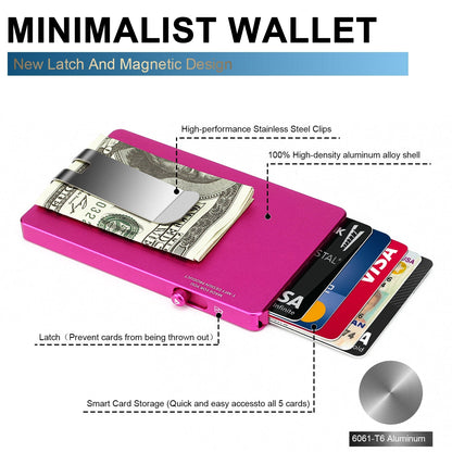 Minimalist Pop up Wallet with Money Clip, All Aluminum Slide Rfid Slim Card Holder - UrbanNest Co