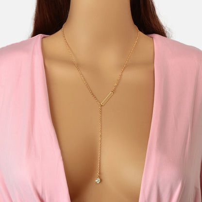 Feelontop Jewellery Silver Chain Rhinestone Fringe Y Necklace Women Accessories - UrbanNest Co