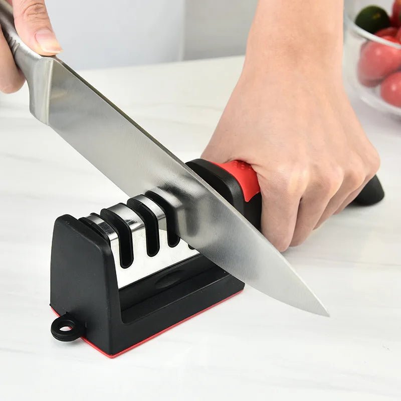 Kitchen 4Segment Knife Sharpener Household Multi - Functional Hand - Held Three - Purpose Black Sharpening Stone - UrbanNest Co