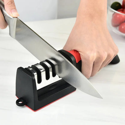 Kitchen 4Segment Knife Sharpener Household Multi - Functional Hand - Held Three - Purpose Black Sharpening Stone - UrbanNest Co