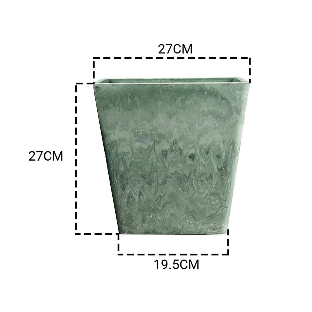SOGA 2X 27cm Green Grey Square Resin Plant Flower Pot in Cement Pattern Planter Cachepot for Indoor Home Office - UrbanNest Co