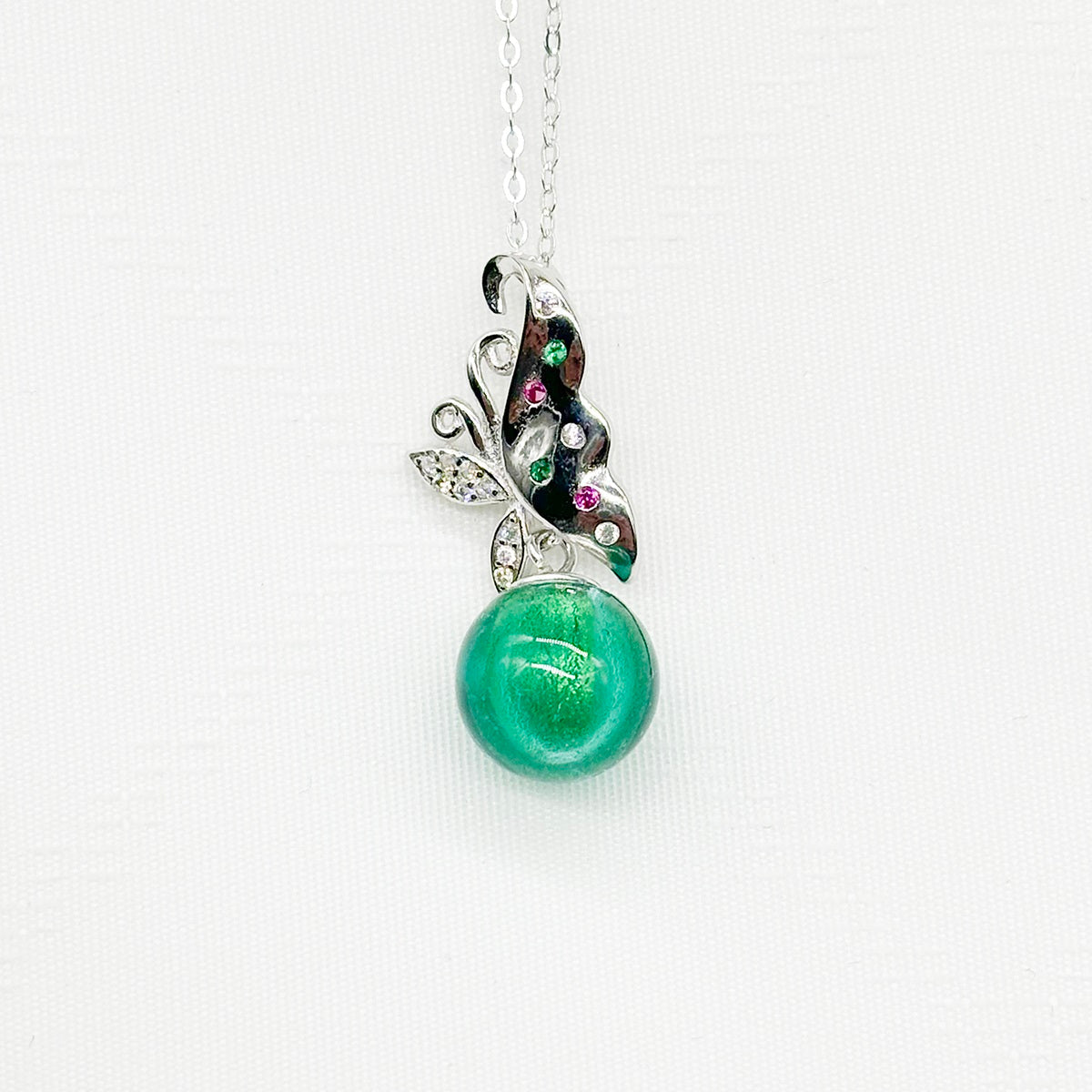 Sterling Silver Butterfly Aroma Necklace - Turquoise | Energy & Healing | Diffuse on the go - UrbanNest Co