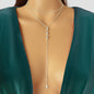 Trendy Double layer Gold Silver Chain Rhinestone Y Style Long Pendant Necklace - UrbanNest Co
