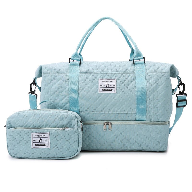 Checkered Dry - Wet Separation Sports Tote Bag Yoga Fitness Bag Large Capacity Shoe Compartment Travel Bag - UrbanNest Co