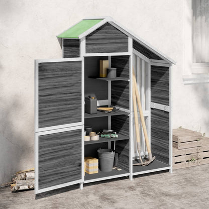 NNEVL Garden Tool Shed Grey 120x53.5x170 cm Solid Wood Pine - UrbanNest Co