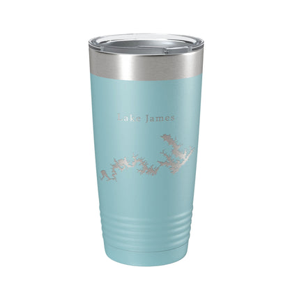 Lake James Map Tumbler Travel Mug Insulated Laser Engraved Coffee Cup North Carolina 20 oz - UrbanNest Co