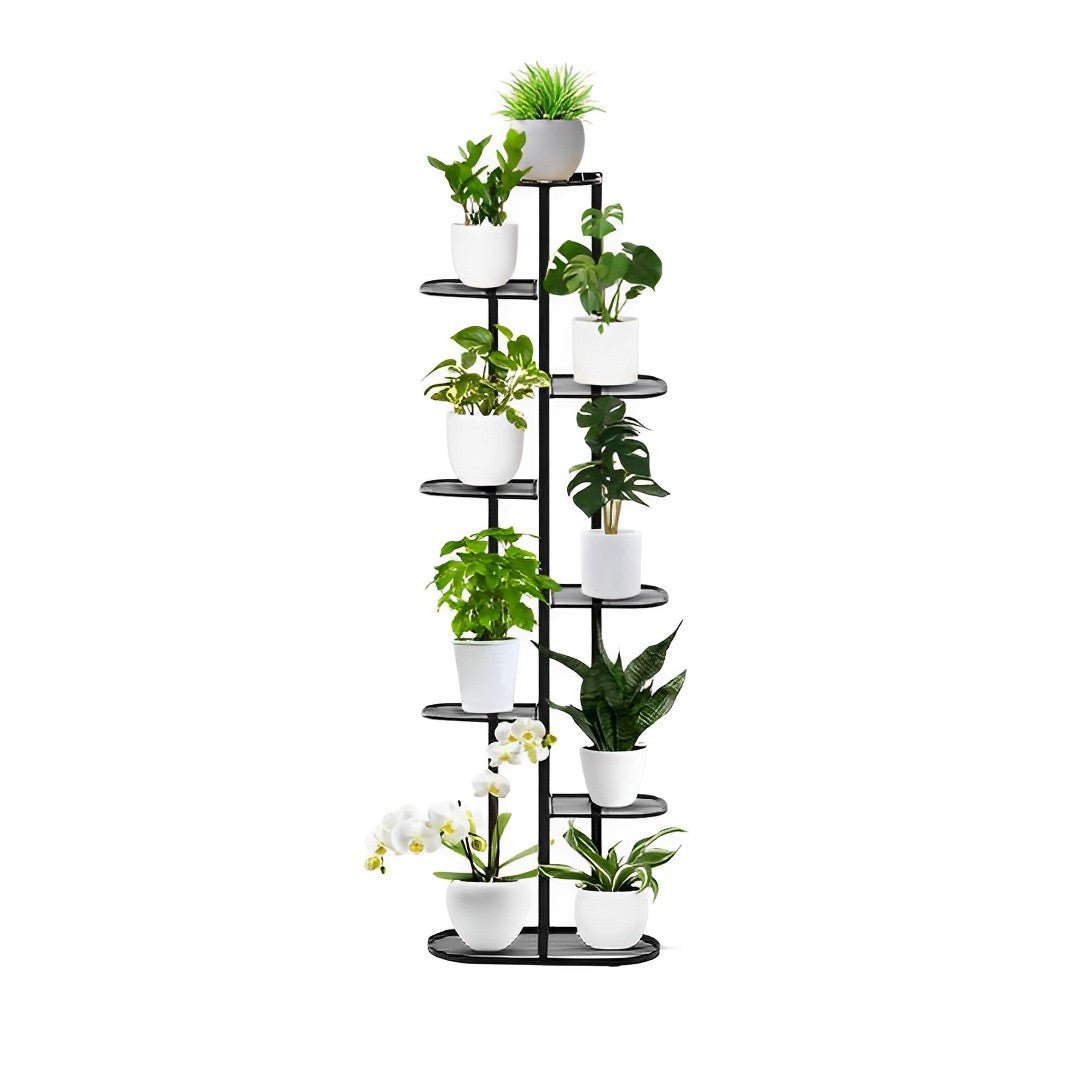 SOGA 8 Tier Black Metal Plant Rack for 9 Pots Home Garden - UrbanNest Co