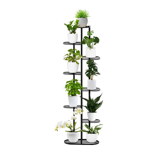 SOGA 8 Tier Black Metal Plant Rack for 9 Pots Home Garden - UrbanNest Co