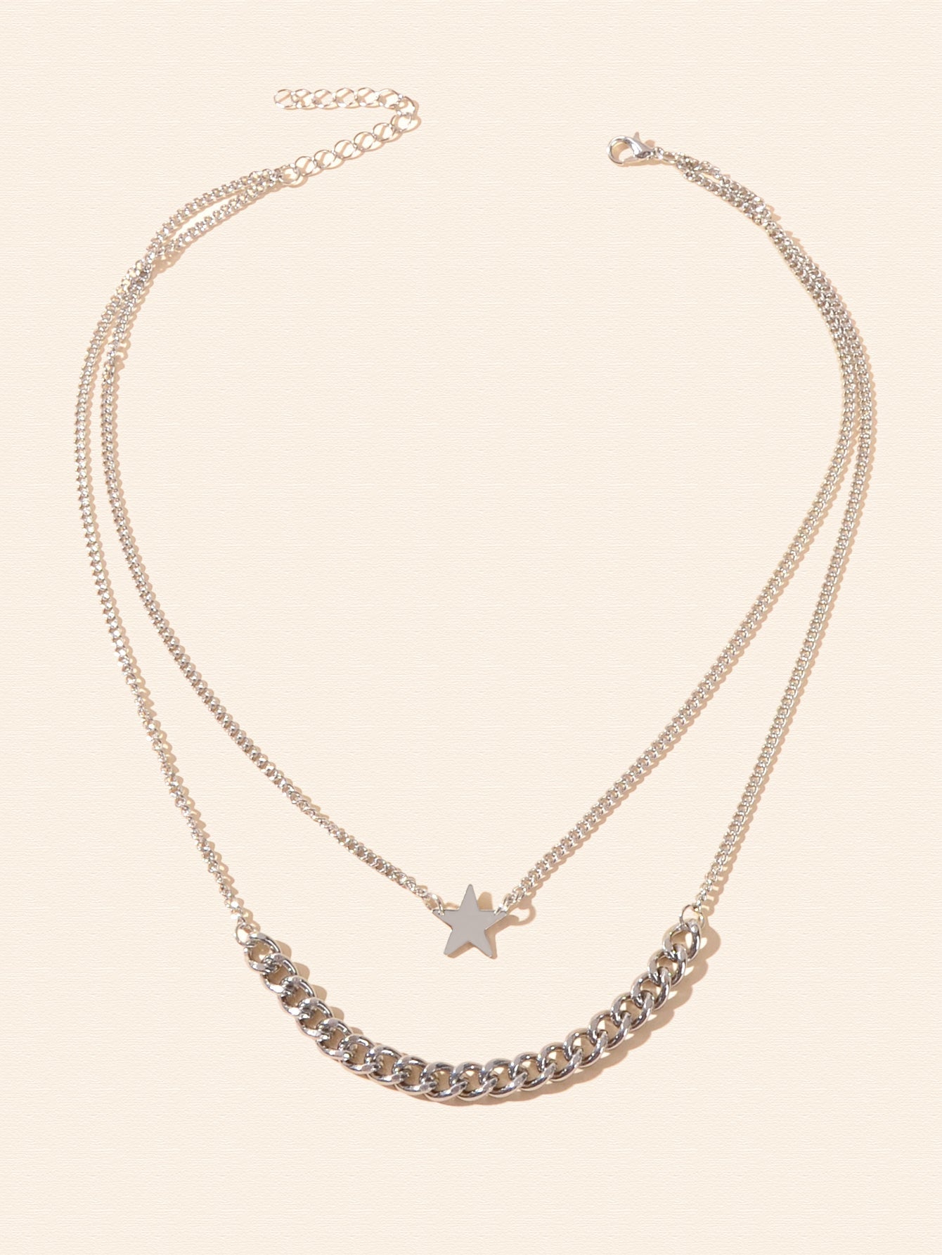 Punk Rock Double layer Silver Chain Star Charm Necklace Women Party Jewellery - UrbanNest Co