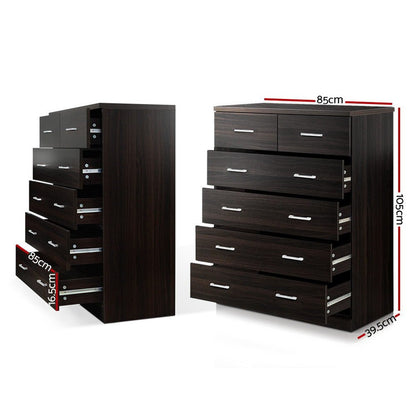 NNEDSZ Tallboy 6 Drawers Storage Cabinet - Walnut - UrbanNest Co