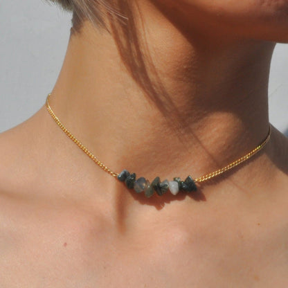 Bohemian Jewelry Gold Chain Irregular Stone Decor Holiday Choker Necklace Collar - UrbanNest Co