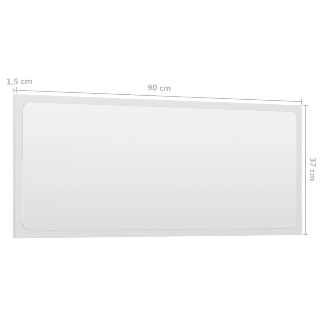 NNEVL Bathroom Mirror High Gloss White 90x1.5x37 cm Chipboard - UrbanNest Co