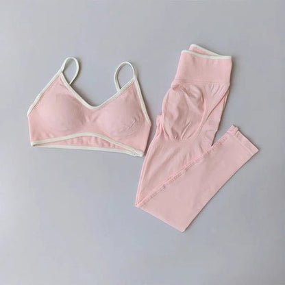 2PCS High Waisted Sports Bra Set with Contrasting Small Suspender - UrbanNest Co