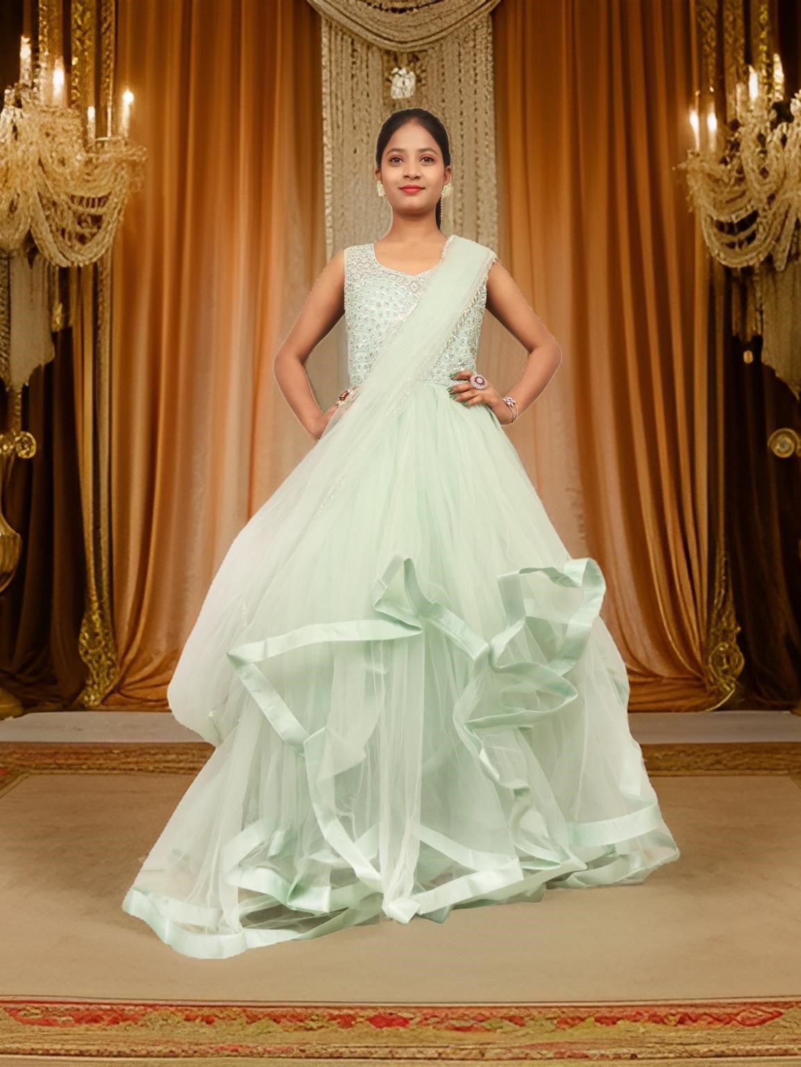 Gown with Stone & Beads Work by Shreekama - UrbanNest Co