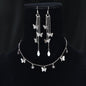Silvery Chain Star Butterfly Charm Necklace Long Chain Tassel Butterfly Earrings Party Jewelry set - UrbanNest Co
