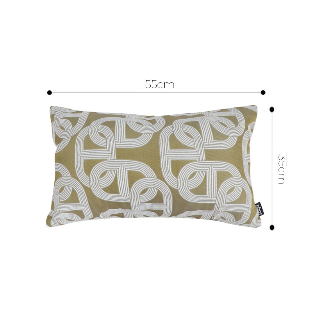 SOGA 35cm Artistic Olive Green White Geometric Pattern Throw Pillow - UrbanNest Co