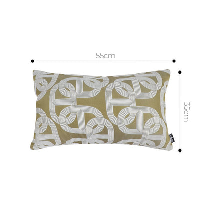 SOGA 35cm Artistic Olive Green White Geometric Pattern Throw Pillow - UrbanNest Co