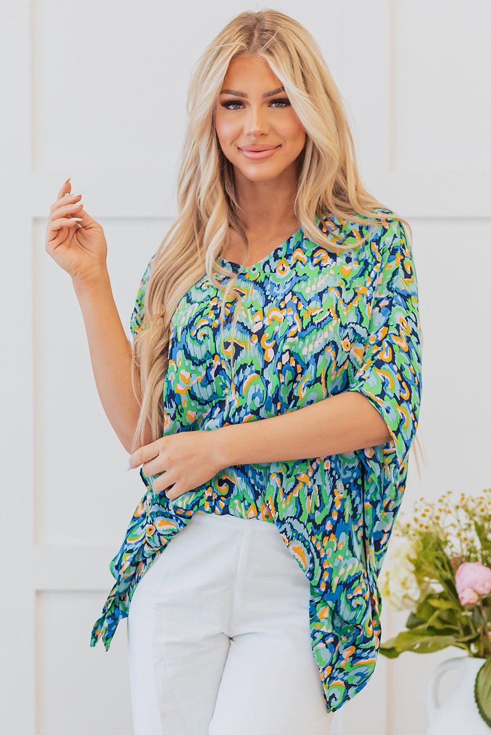 Madeleine Abstract Loose Fit Tunic Blouse - UrbanNest Co