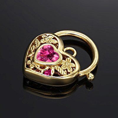 18ct Heavy Yellow Gold Plated Pink Filigree Heart Locket - USA Made - UrbanNest Co