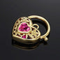18ct Heavy Yellow Gold Plated Pink Filigree Heart Locket - USA Made - UrbanNest Co