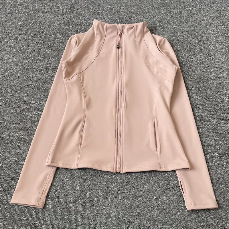 Quick Dry Stand Up Collar Fitness Jacket For Women Slim - Fit Zipper Yoga Wear Long Sleeve Breathable Running Sports Cycling Top - UrbanNest Co