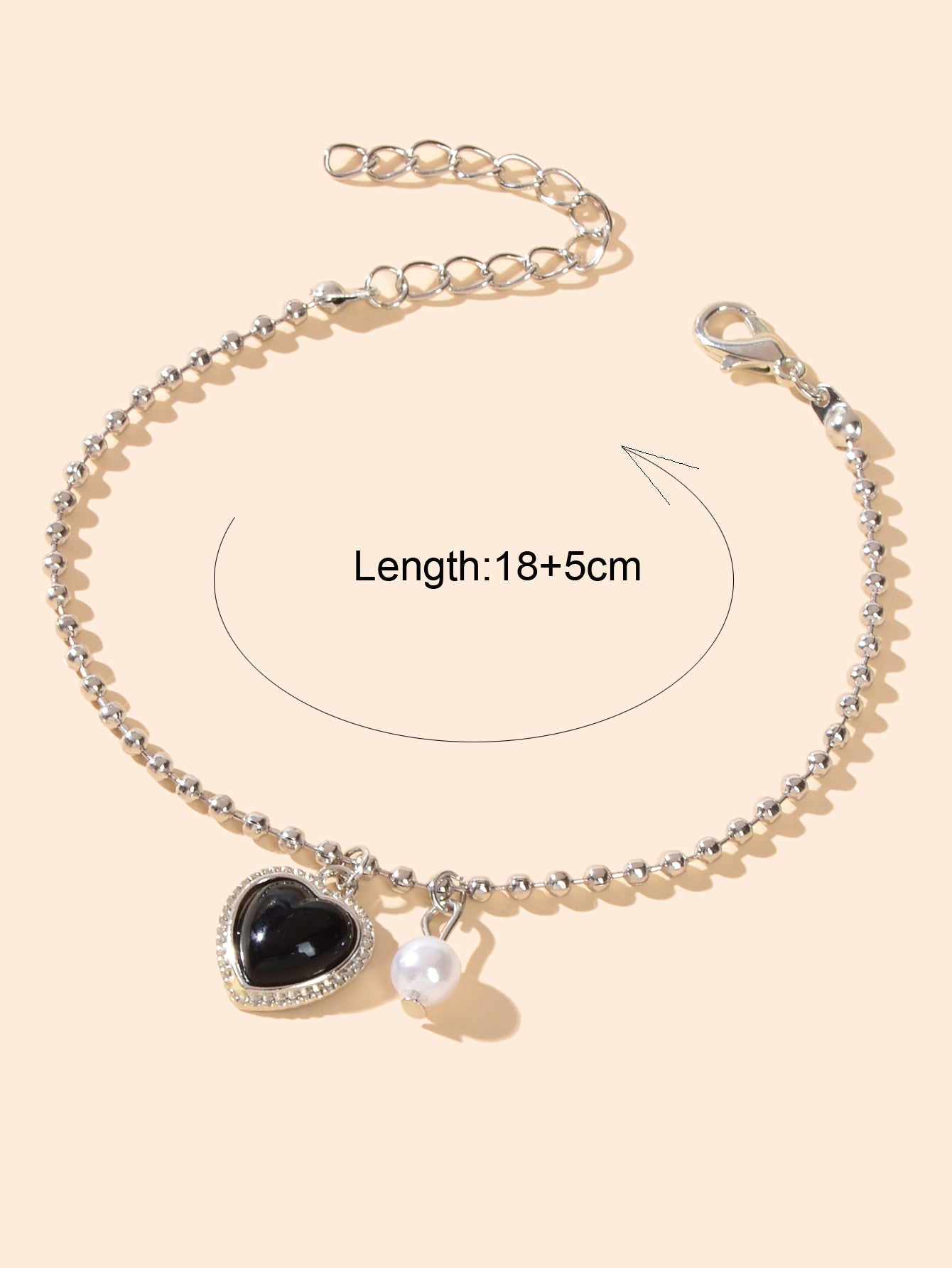 Girlfriend Gift Jewellery Silver Popcorn Chain Pearl Black Heart Charm Bracelets - UrbanNest Co