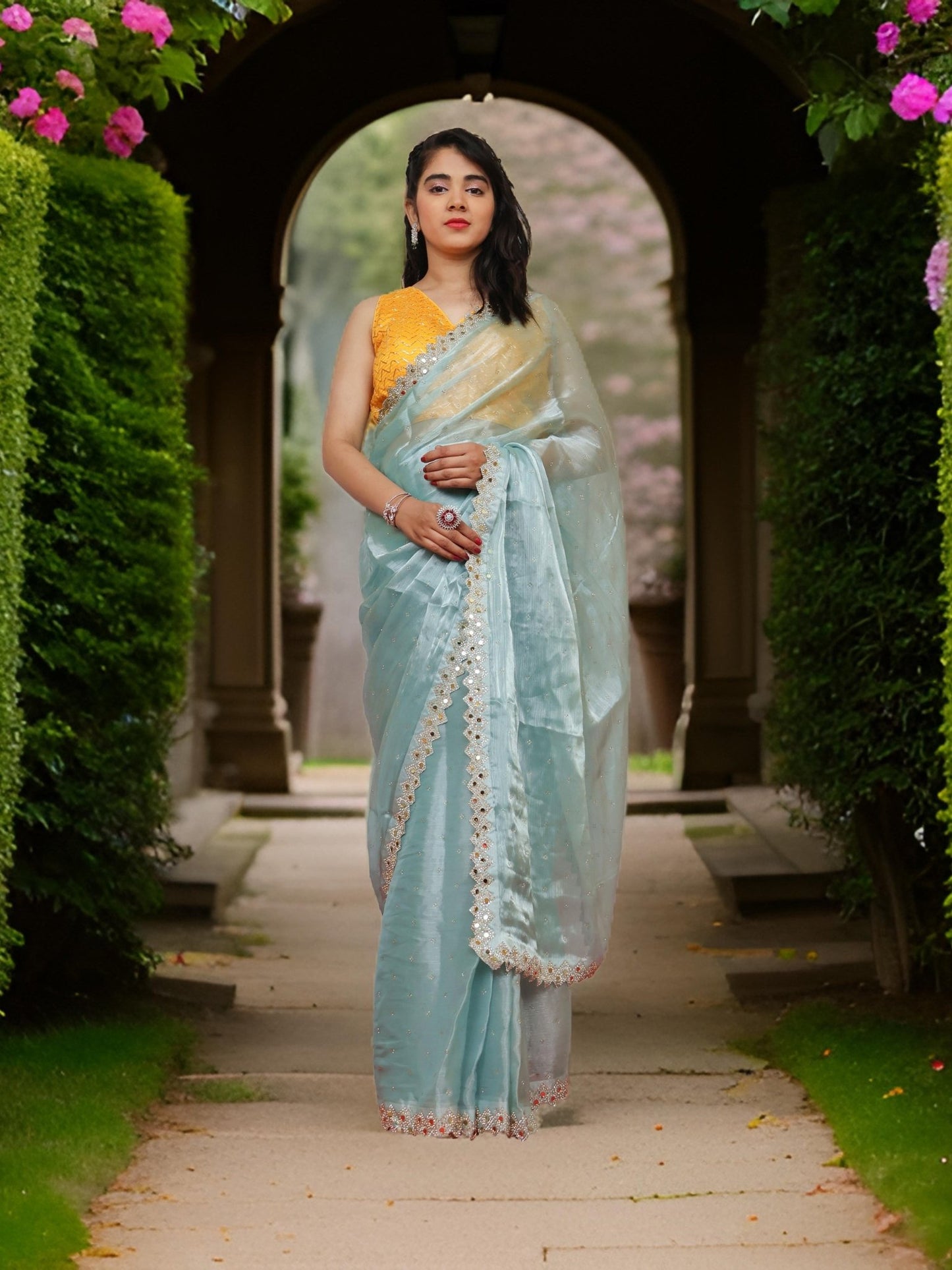 Designer Saree with Heavy Sequin & Stone Work by Shreekama - UrbanNest Co