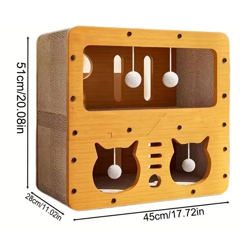 3 - in - 1 Cat House, Bed & Scratch Post - Multi - Layer Structure Made of Soft, Eco - Friendly Cardboard - UrbanNest Co