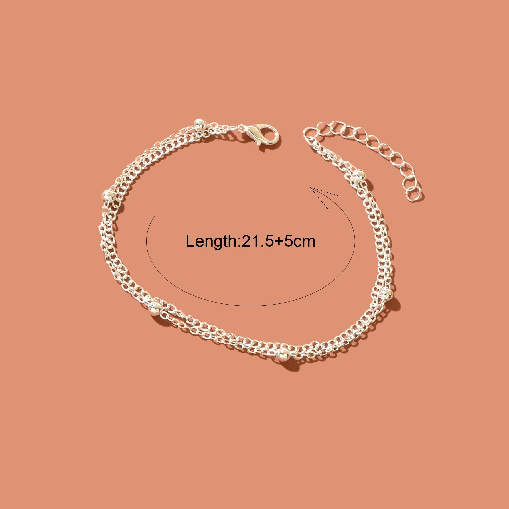 Beach Double layer Silver Bead Chain Anklet Bracelet Chic Dainty Foot Jewellery - UrbanNest Co