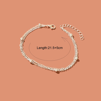 Beach Double layer Silver Bead Chain Anklet Bracelet Chic Dainty Foot Jewellery - UrbanNest Co