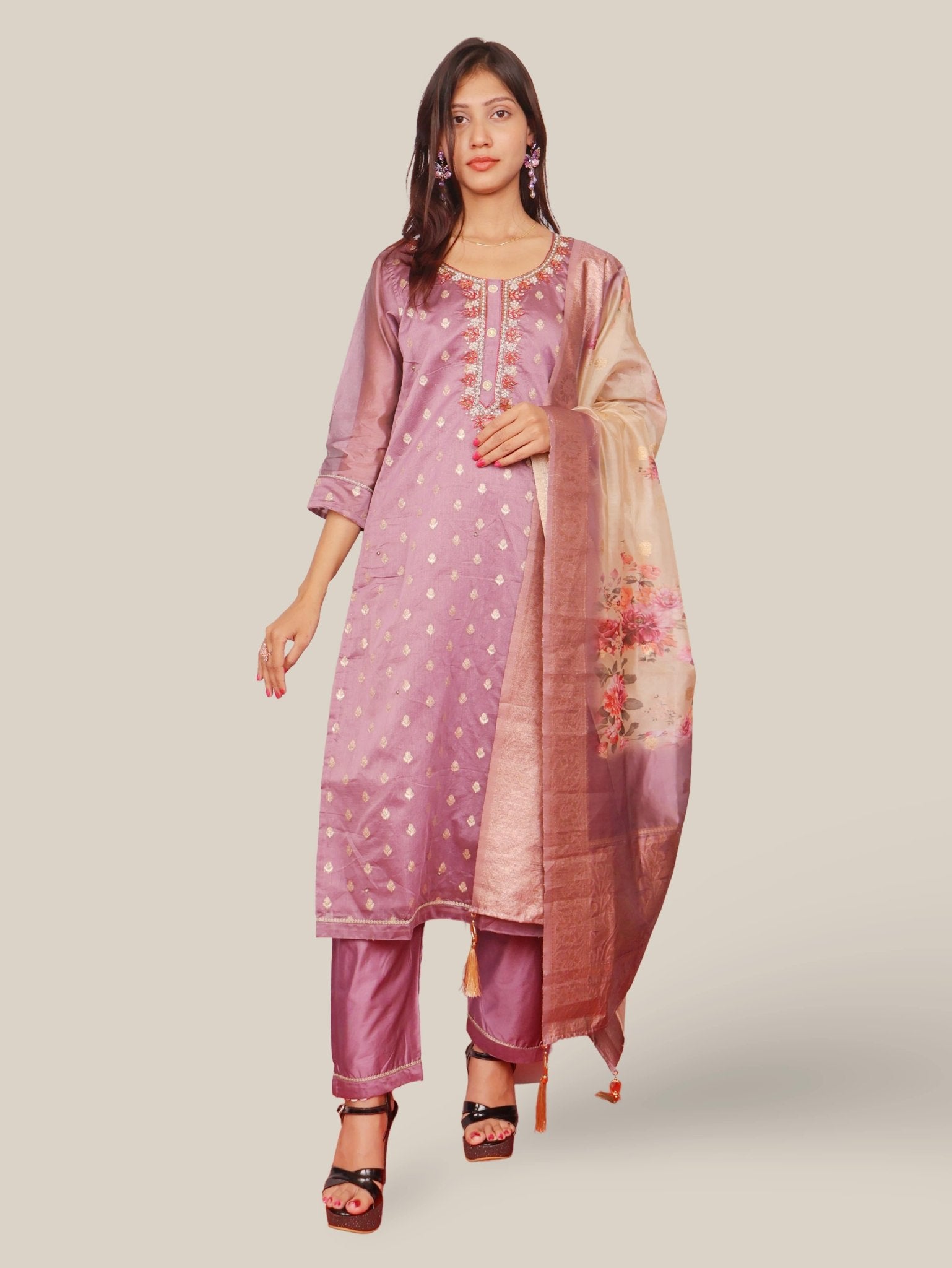 Women's Silk Kurta - Pant, and Dupatta Set - UrbanNest Co